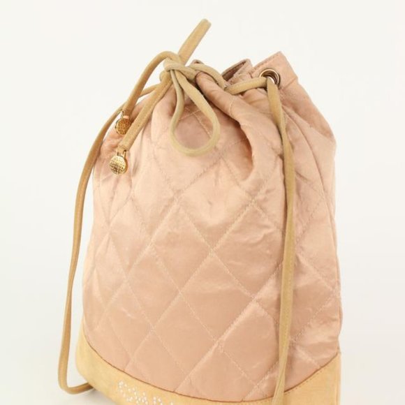 Chanel Pink Quilted Satin Crystal Logo Drawstring main image 11